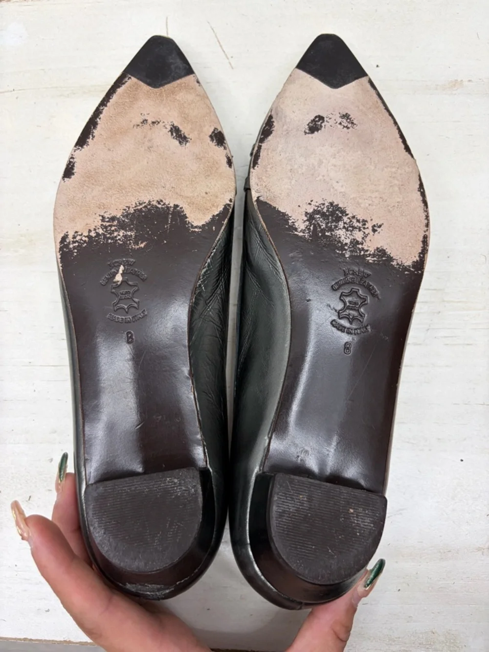 J. Crew Silver Leather Pointed Loafers Size 8